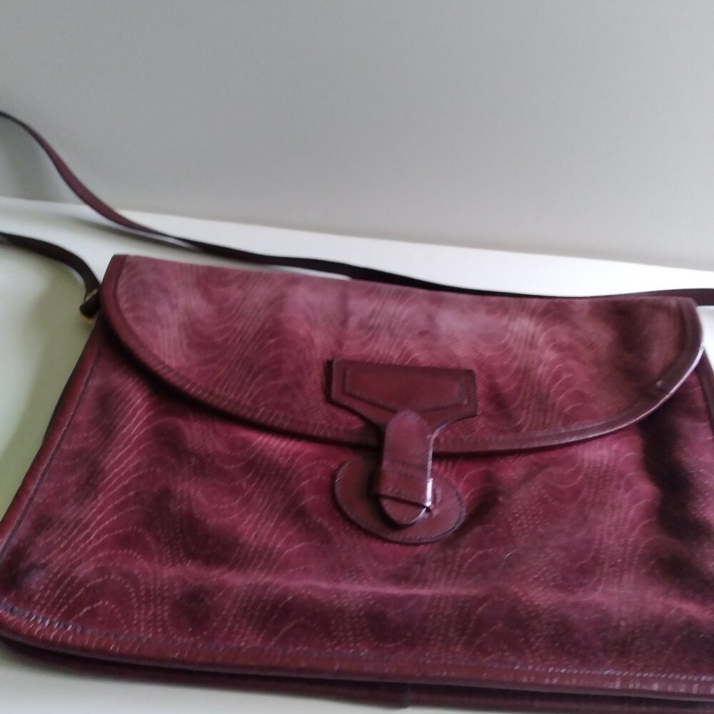 Hand Made in Italy Burgandy Wine Colored Suede Shoulder Bag